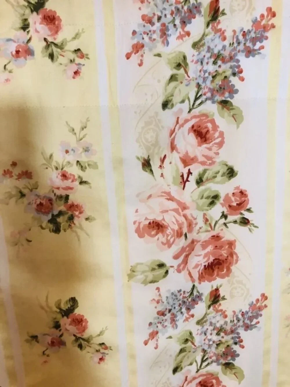Croscill Home Floral Curtain Panels Yellow Pink Blue Rose Design 86